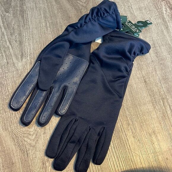 Lauren Ralph Lauren Ruched Core-Fit Touchscreen Gloves - Navy - Picture 1 of 3